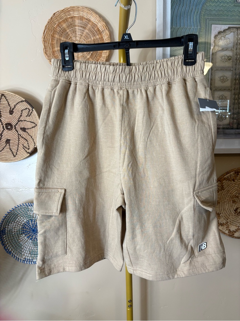 New Balance Boys Cargo Fleece Shorts Tan Khaki XL